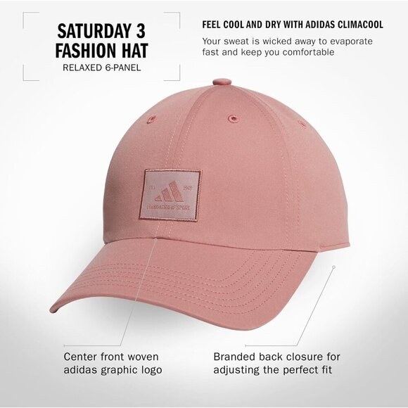 Adidas Women\'s Clay Pink White Saturday Baseball Adjustable Cotton Athletic Hat main image 2